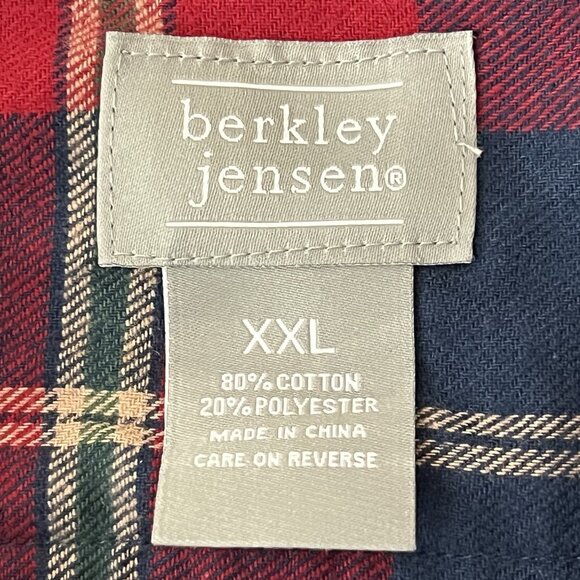 Berkley Jensen Men's Rio Red Blue Flannel Plaid Shirt Size XXL Long Sleeve NWT - Picture 10 of 12